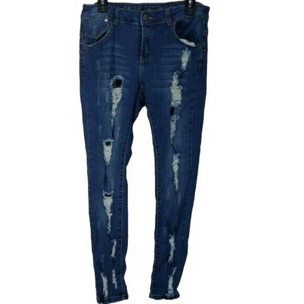 Blue Republic Junior Distressed Skinny Denim Blue‎ Jeans Size 11